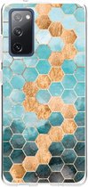 Casetastic Samsung Galaxy S20 FE 4G/5G Hoesje - Softcover Hoesje met Design - Honeycomb Art Blue Print