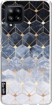 Casetastic Samsung Galaxy A42 (2020) 5G Hoesje - Softcover Hoesje met Design - Blue Hexagon Diamonds Print