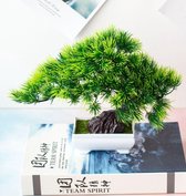 BaykaDecor - Leuke Kunst Bonsai Boompje in Pot - Planten Decoratie - 28 cm - Kunstplant Ceder - Sfeerplantje - Versiering - Groen