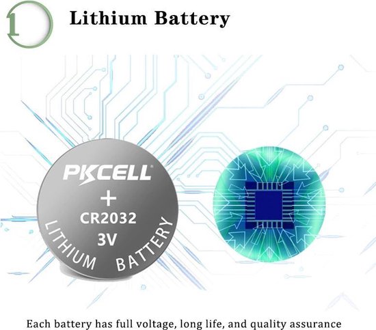 Pkcell CR2032 10 stuks  - 3V Batterij - 2 x 5 stuks - Lithium Batterij Voor Horloge Computer Afstandsbediening Rekenmachine - Knoopcel - Coin Batterij - Groene Energie