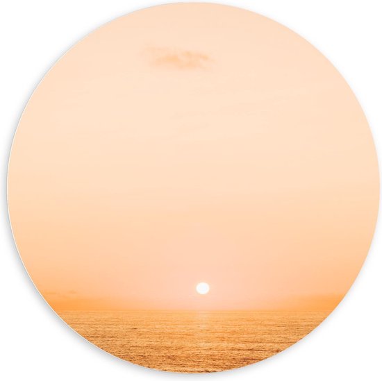 Forex Wandcirkel - Ondergaande Zon in de Zee - 100x100cm Foto op Wandcirkel (met ophangsysteem)