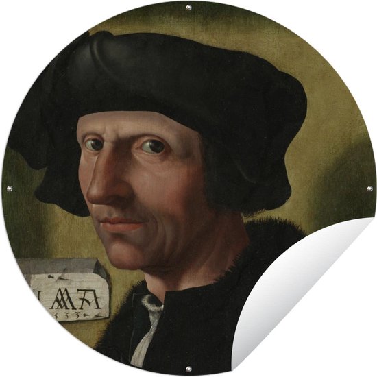 Tuincirkel Portret van Jacob Cornelisz van Oostsanen - Jacob Cornelisz van Oostsanen - 90x90 cm - Ronde Tuinposter - Buiten