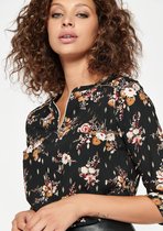 LOLALIZA Blouse met bloemen - Zwart - Maat 38