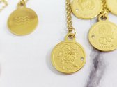 Mei's | Lacy Zodiac Chain ketting | dames ketting / Sterrenbeeld Leeuw - Leo / sieraad dames | Stainless Steel / 316L Roestvrij Staal / Chirurgisch Staal / 18 K Goud / Zirkonia | goud / 45 - 50 cm