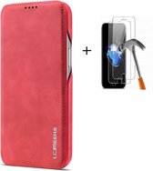 GSMNed – Leren telefoonhoesje Rood – hoogwaardig leren bookcase Rood - Luxe iPhone 11 hoesje Rood – Magneetsluiting voor iPhone 11 – Rood – met screenprotector iPhone 11