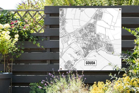 Carte de la ville affiche de jardin Gouda en vrac - Carte 100x100 cm - Toile de jardin / Toile d'extérieur / Peintures pour l'extérieur (décoration de jardin)