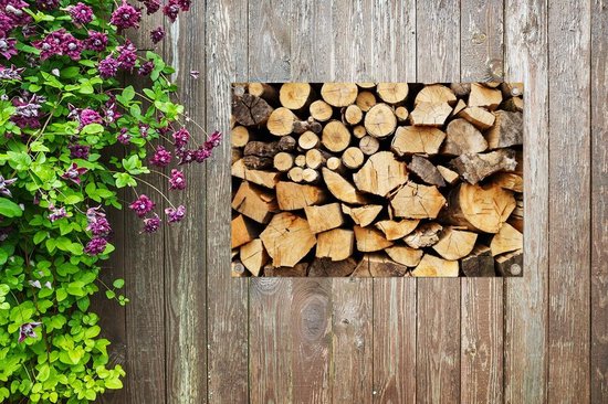 Affiche de jardin bois de chauffage empilé 60x40 cm - petit - Toile de jardin / Toile d'extérieur / Peintures pour l'extérieur (décoration de jardin)