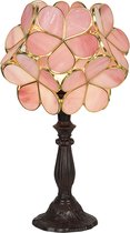 LumiLamp Tiffany Tafellamp 43 cm Roze Glas Bloemen Tiffany Bureaulamp