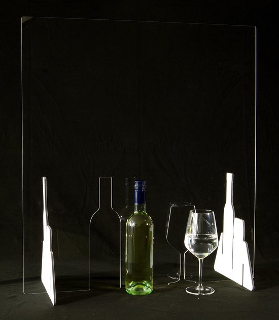 Wijnscherm | Proostscherm | Plexiglas Tafelscherm | Plexiglas scherm | Horecascherm | Restaurantscherm | Horeca scherm | Restaurant scherm | 66 x 74 cm
