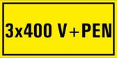 3 x 400 v+pen sticker 100 x 50 mm