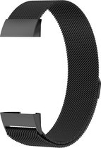 Eyzo Fitbit Charge 3 & 4 Band - Roestvrijstaal - Zwart - Large