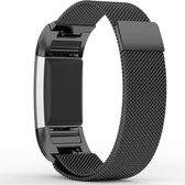 Eyzo Fitbit Charge 2 - Zwarte Milanese Band - Roestvrijstaal - Small