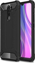 Armor Hybrid Back Cover - Xiaomi Redmi 9 Hoesje - Zwart