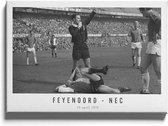 Walljar - Feyenoord - NEC '70 - Zwart wit poster met lijst