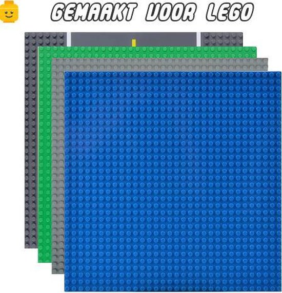 Bouwplaat geschikt LEGO City - Weg, Groen, Grijs en Blauw - Set van Stuks -... | bol.com