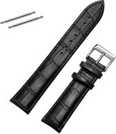 Fako® - Horlogebandje - Echt Leer - 20mm - Croco - Zwart