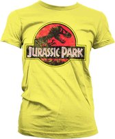 Jurassic Park Dames Tshirt -2XL- Distressed Logo Geel