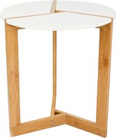 Bijzettafel Scandinavische Stijl - 40x45cm Ronde Houten Tafel Nachtkastje Salontafel Wit