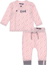 Dirkje Bio Basic SET(2delig) Roze broek print, overslag shirt - Maat 74