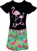 Babes & Binkies Setje Flamingo zwart Kids Zwart, Groen - Maat 146/152