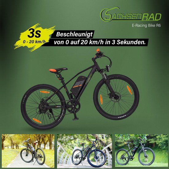 SachsenRad E-Racing Bike Elektrische Fiets R6 - Zwart - 26 Inch - SachsenRad