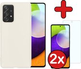 Samsung A52 Hoesje Wit Siliconen Case Met 2x Screenprotector - Samsung Galaxy A52 Hoes Silicone Cover Met 2x Screenprotector - Wit