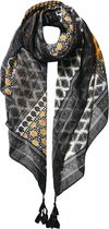 Juleeze Sjaal Dames Print 85x180 cm Zwart Geel Synthetisch Shawl Dames Cadeau voor haar