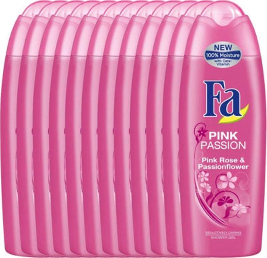 FA Pink Passion Douchegel - Wilde rozen & Passiebloemen - JUMBOPAK - 12 x 250 ml