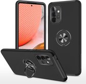 Hard Cover telefoonhoesje met ring en magneet geschikt voor Samsung Galaxy A52 Hoesje Zwart - Shockproof