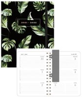 Hobbit schoolagenda 2021-2022 - ORGANIZER MEDIUM D2 - elastieken band - verborgen ringband - 7 dagen over 2 pagina's - zachte kaft - 144 pagina's - bloemen zwart - kleiner dan A5 formaat