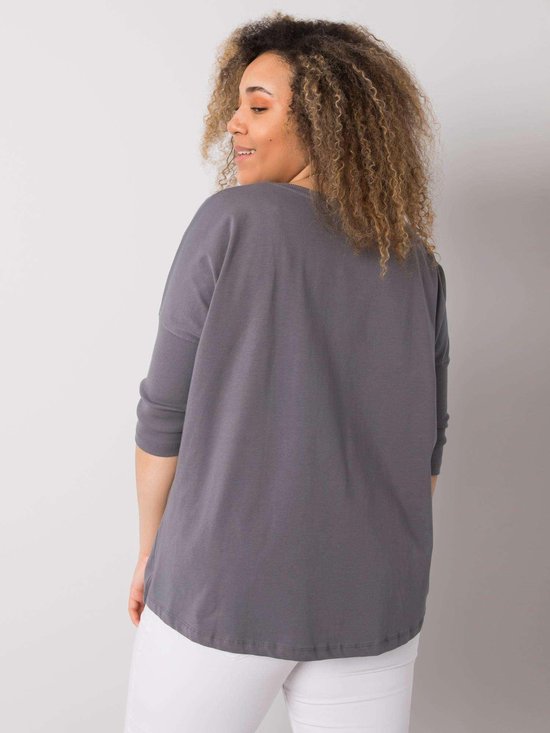 Donkergrijze blouse met Wendy applique MAAT XL/PLUS SIZE | bol.com