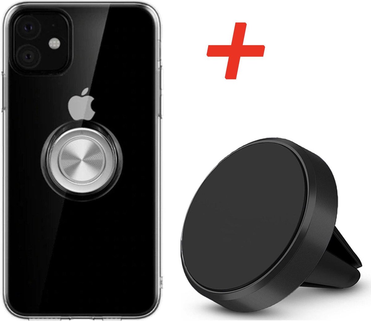Geschikt voor Apple iPhone 12 Magnetische Backcover - Transparant TPU + Magneet