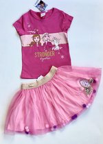 Disney Frozen set - tule rok+shirt - roze - maat 122/128 (8 jaar)