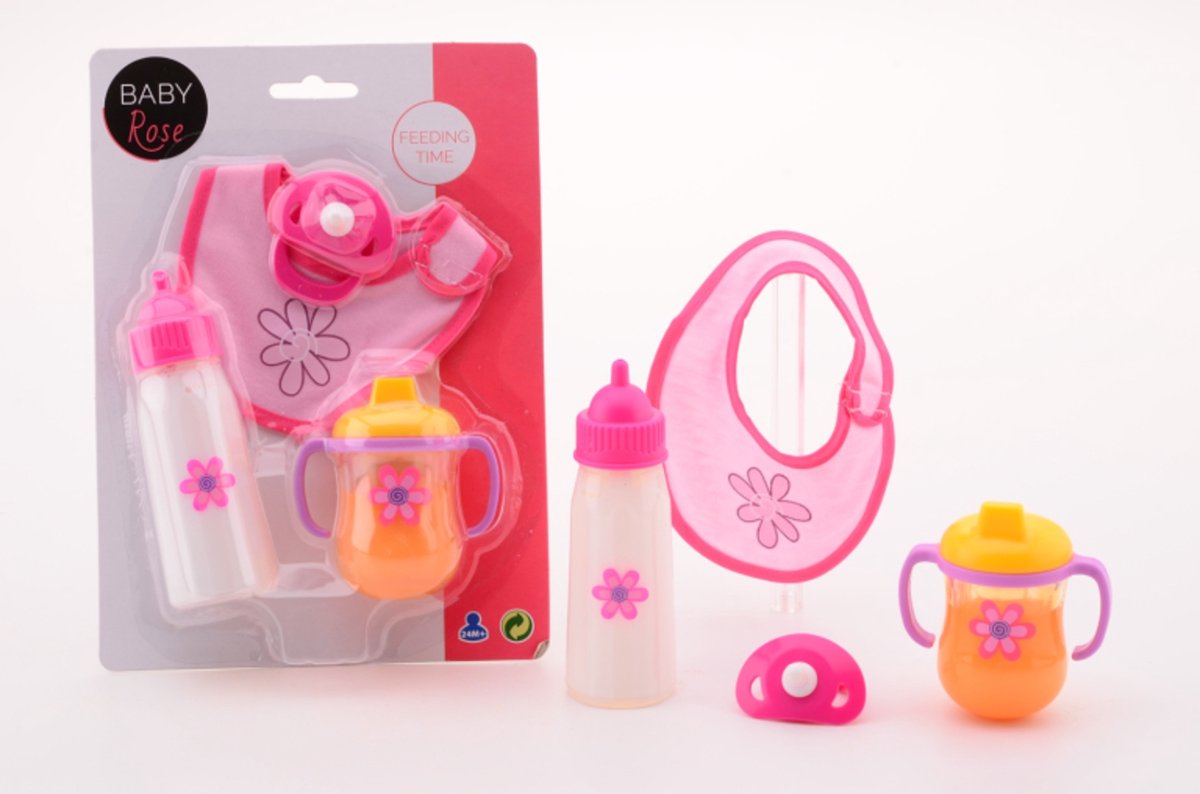 Johntoy Poppenspeelset Baby Rose 4-delig Roze — afbeelding 7