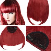 Clip In Pony Haarpony Fringe Bangs Hairextensions RED
