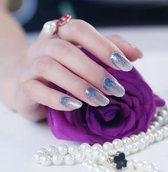 Nagel art sticker nailart nagelstickers licht Blauw Glitter Zilver