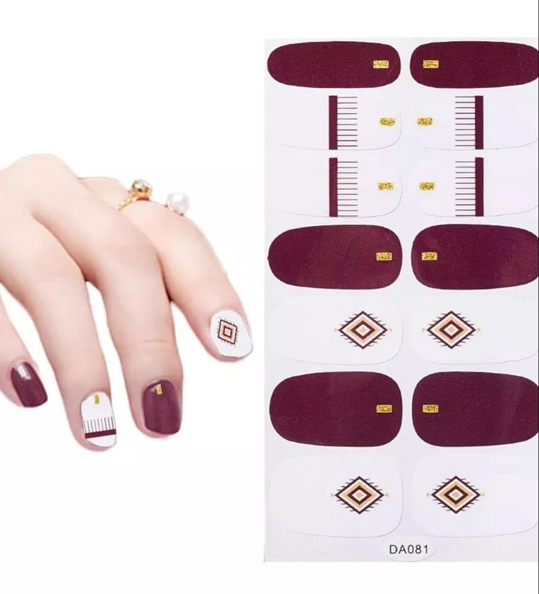 Goedkoopste Nail art nagel sticker nagelsticker paars rosé ruit met goud