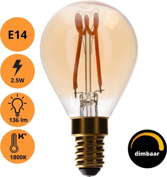 Proventa DECO LED Filament lamp E14 - Model XS globe - Dimbaar  - Extra warm wit