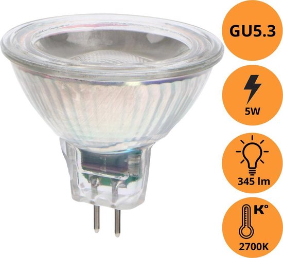 Proventa Longlife LED GU5.3 Reflectorlamp 12V - MR16 LED Spot met GU5.3 fitting - 1 x reflectorlamp
