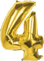 Helium Ballon Cijfer 4 - Folieballon - Goud - Gold - 32inch - 81cm - Feestartikel - Ballon - Party