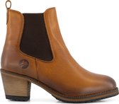 Travelin' Pau - Leren dames enkellaars met hak - Chelsea boot - Cognac bruin leer - Maat 41