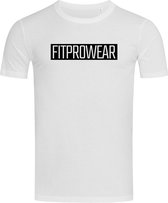 FitProWear Heren Slim-Fit T-Shirt Block - Wit - Maat L - Casual T-Shirt - Sportshirt - Slim Fit Casual Shirt - Strak shirt - Slim-Fit T-Shirt - Wit Shirt