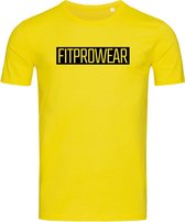 FitProWear Heren Slim-Fit T-Shirt Block - Geel - Maat S - Casual T-Shirt - Sportshirt - Slim Fit Casual Shirt - Strak shirt - Slim-Fit T-Shirt - Geel Shirt