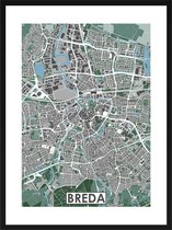 Breda - stadskaart | Inclusief strakke moderne lijst| stadsplattegrond | poster van de stad| 40x30cm