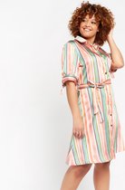 LOLALIZA Satijnen overhemd jurk met strepen - Veelkleurig - Maat 38