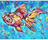 Diamond Painting Set Volwassenen - 60 x 45 cm - Dieren - Als een vis in het water - Vierkante Steentjes - Volledig Pakket