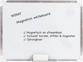 Whiteboard magnetisch van WDMT™ | 60 x 45 cm | Inclusief whiteboard stiften, magneten, borstel en afleggoot | Metaal | Wit