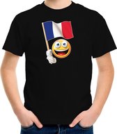 Frankrijk supporter / fan emoticon t-shirt zwart voor kinderen M (134-140)