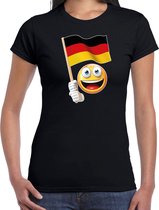 Duitsland supporter / fan emoticon t-shirt zwart voor dames XL