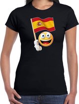 Spanje supporter / fan emoticon t-shirt zwart voor dames S